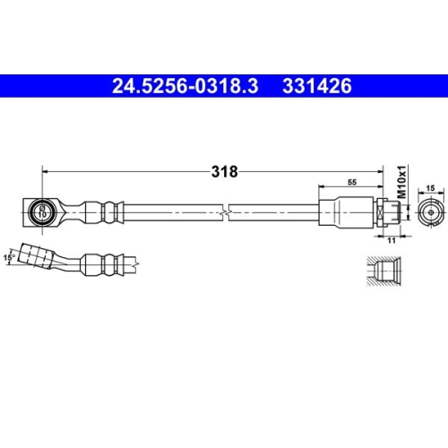 Bremsschlauch ATE 24.5256-0318.3 für OPEL, Vorderachse