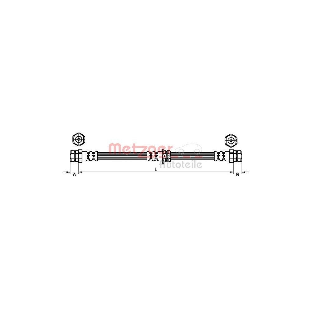 Bremsschlauch METZGER 4110119 für VW, Vorderachse links, Vorderachse rechts