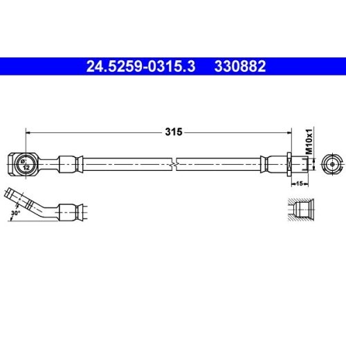 Bremsschlauch ATE 24.5259-0315.3 für OPEL SAAB, Hinterachse