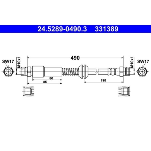 Bremsschlauch ATE 24.5289-0490.3 für VAG, Hinterachse