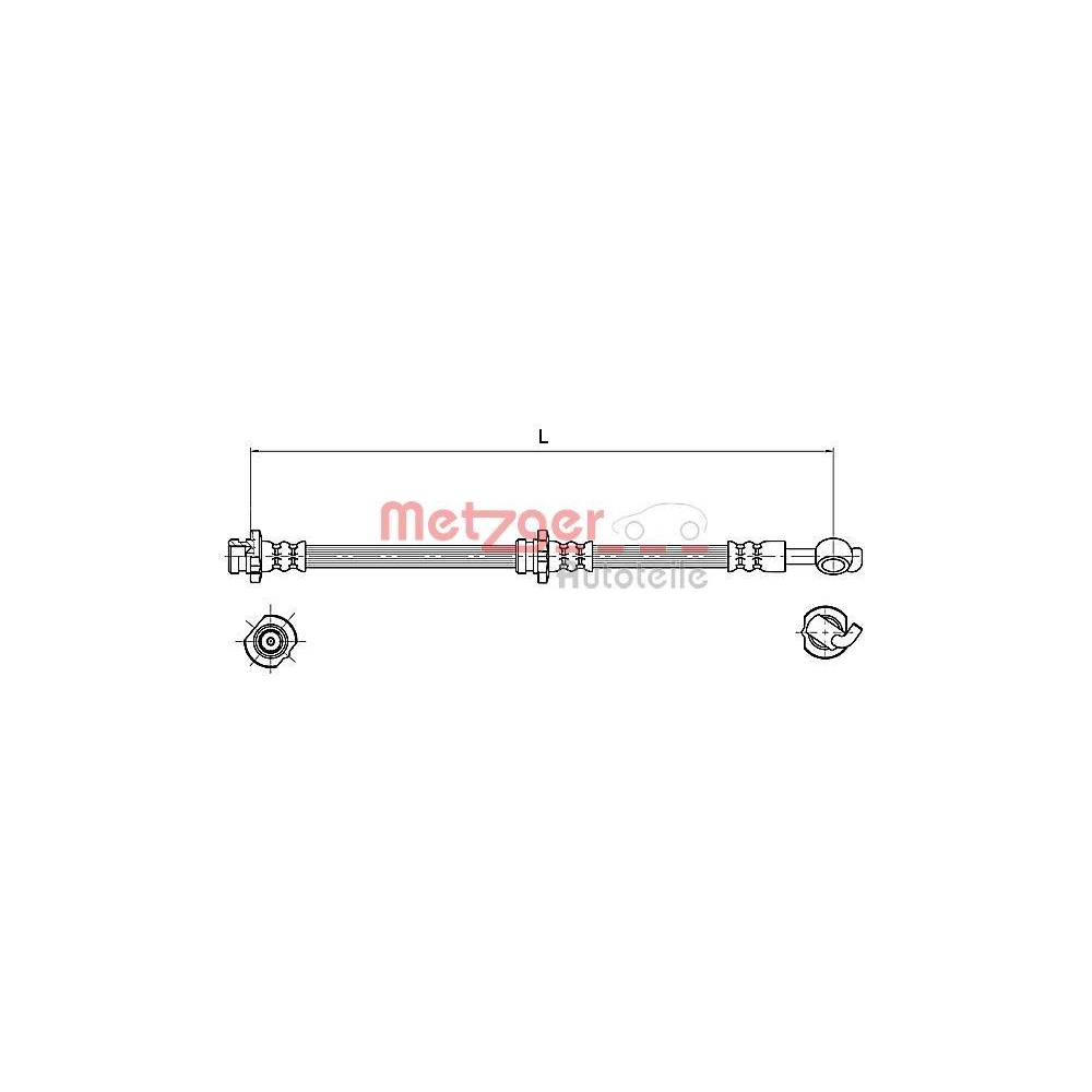 Bremsschlauch METZGER 4110129 für NISSAN, Hinterachse links