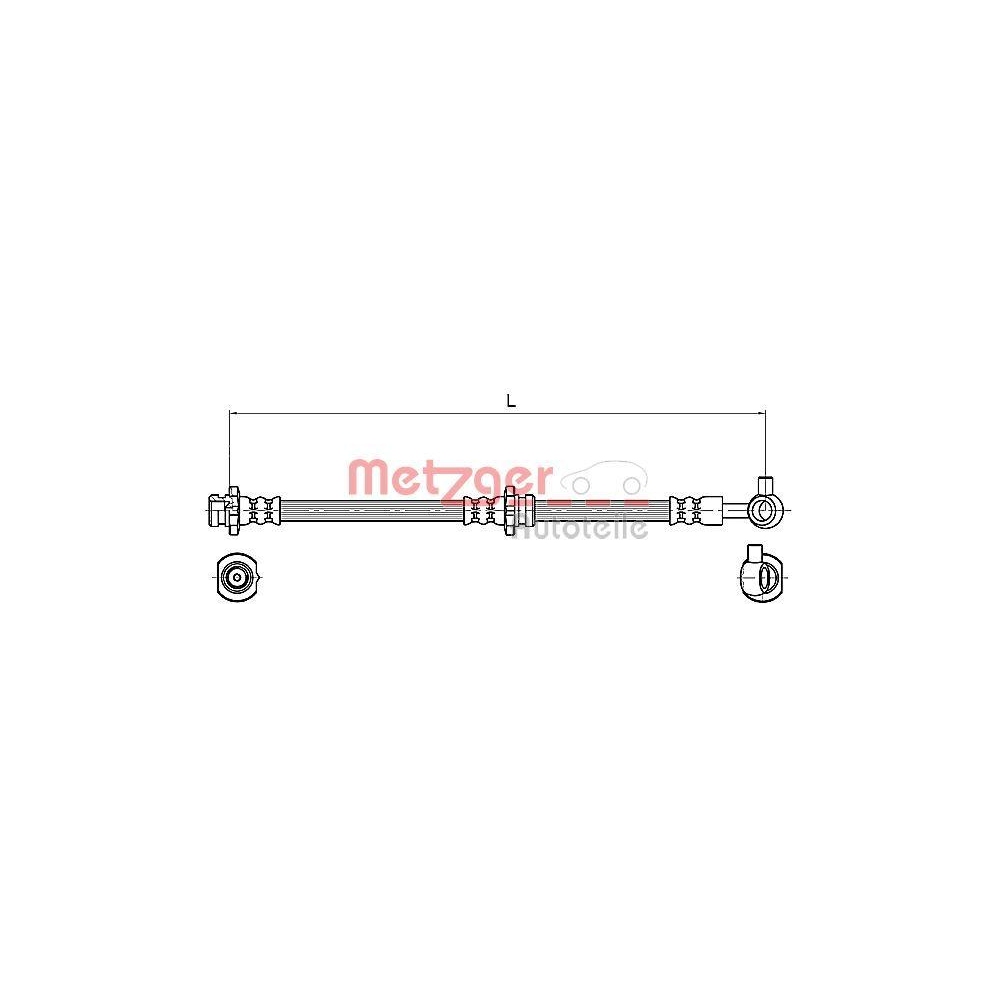 Bremsschlauch METZGER 4110132 für NISSAN, Vorderachse rechts