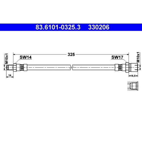 Bremsschlauch ATE 83.6101-0325.3 für VAG FERRARI, Hinterachse, Vorderachse