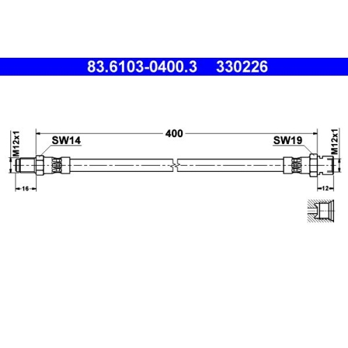 Bremsschlauch ATE 83.6103-0400.3 für MAGIRUS-DEUTZ MERCEDES-BENZ