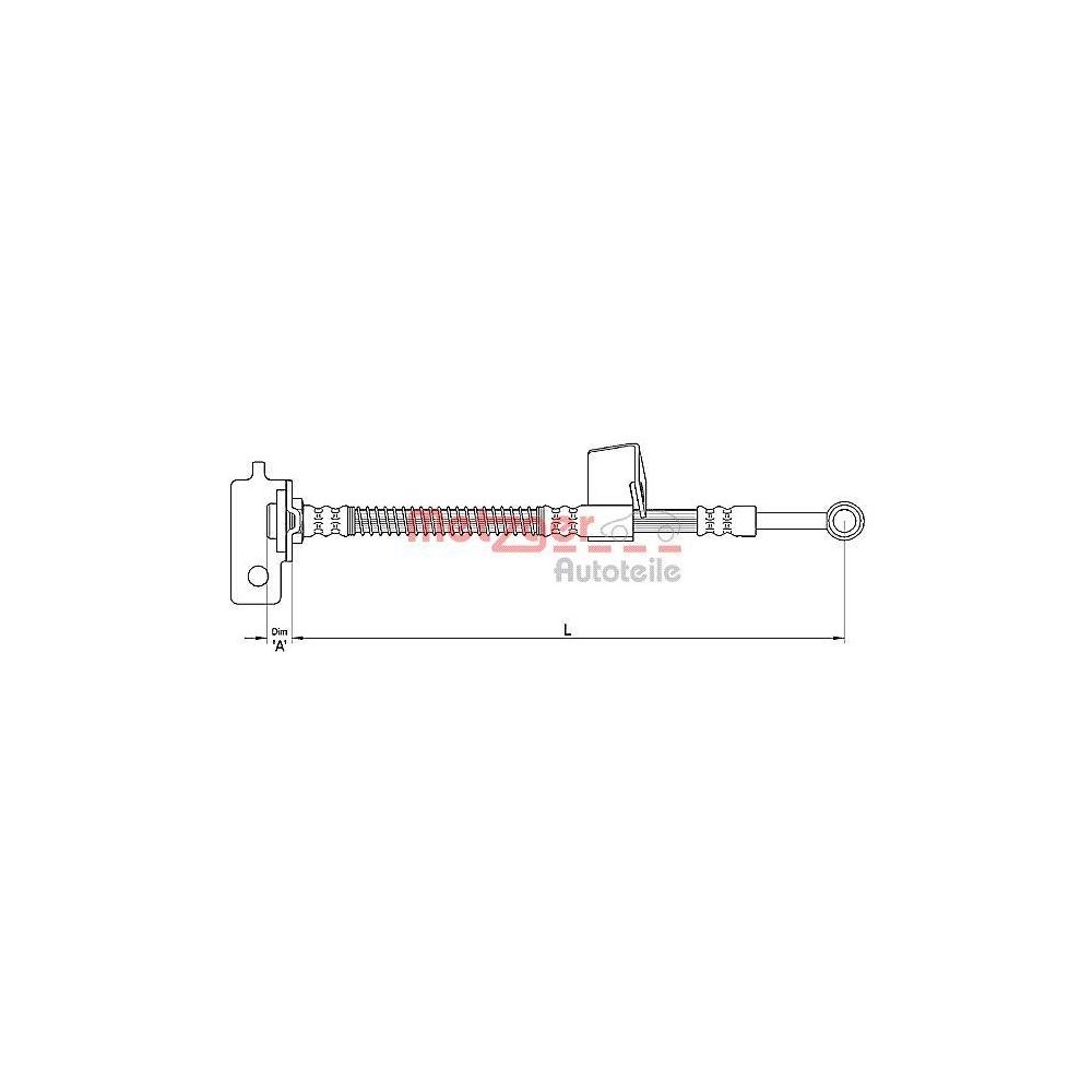 Bremsschlauch METZGER 4110136 für HYUNDAI, Vorderachse rechts