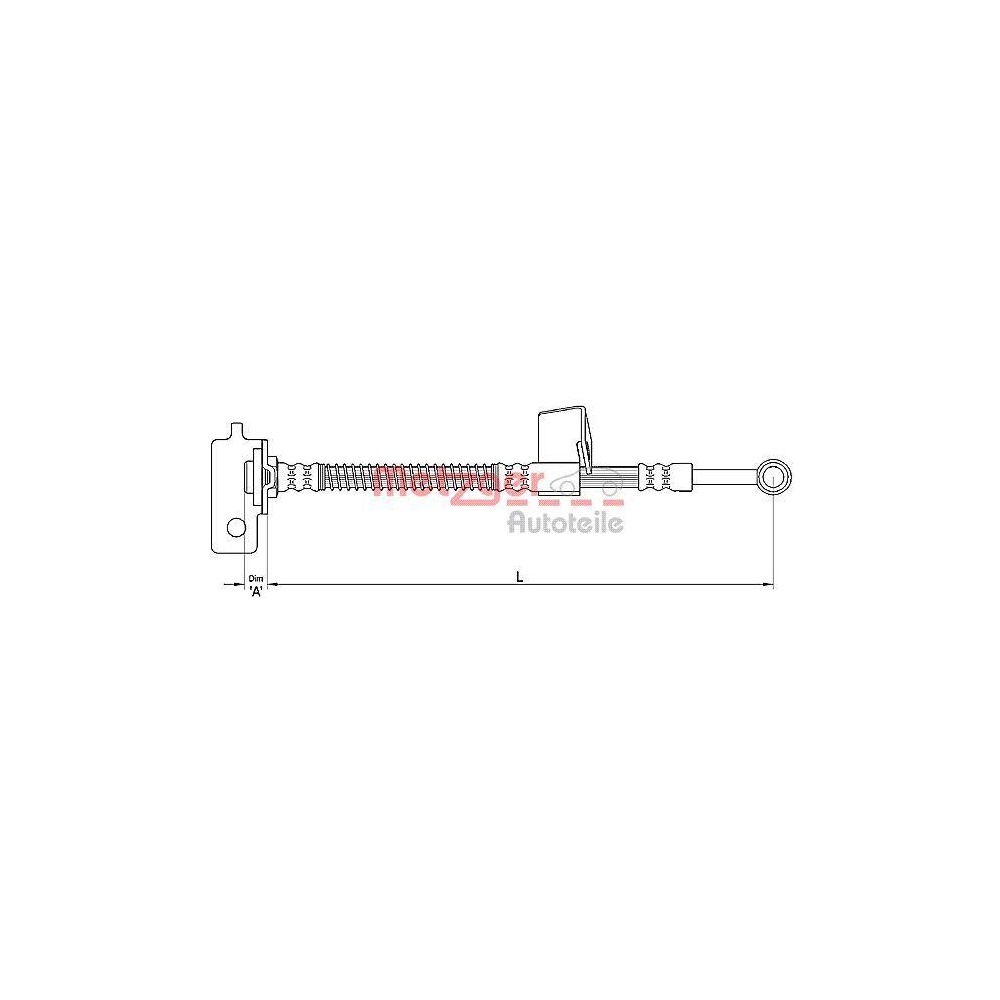 Bremsschlauch METZGER 4110136 f&uuml;r HYUNDAI, Vorderachse rechts