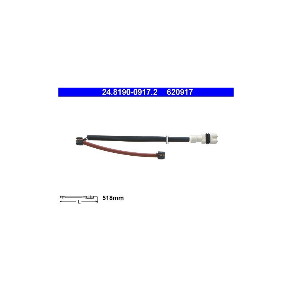 Warnkontakt, Bremsbelagverschleiß ATE 24.8190-0917.2 für PORSCHE, Vorderachse