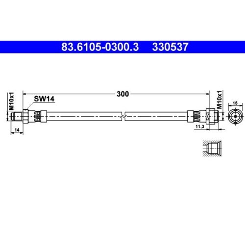 Bremsschlauch ATE 83.6105-0300.3 für MERCEDES-BENZ, Hinterachse