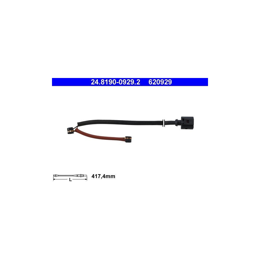 Warnkontakt, Bremsbelagverschleiß ATE 24.8190-0929.2 für PORSCHE VAG