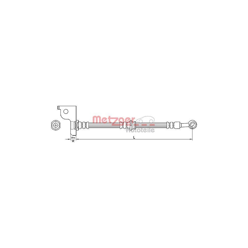 Bremsschlauch METZGER 4110139 für HYUNDAI, Vorderachse rechts