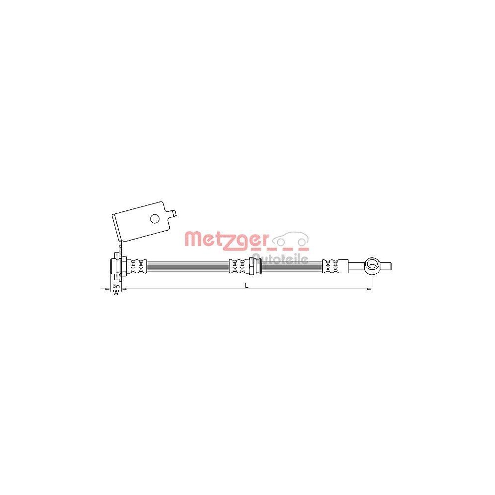 Bremsschlauch METZGER 4110140 für HYUNDAI, Hinterachse rechts