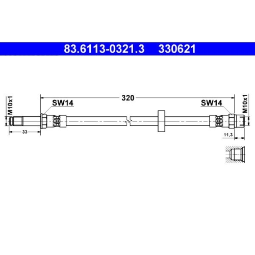 Bremsschlauch ATE 83.6113-0321.3 für SEAT VOLVO, Vorderachse