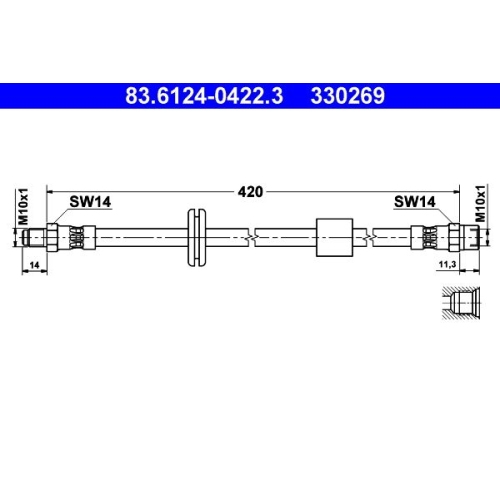 Bremsschlauch ATE 83.6124-0422.3 für BMW, Vorderachse