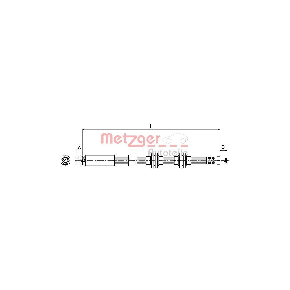 Bremsschlauch METZGER 4110143 für BMW, Vorderachse links, Vorderachse rechts