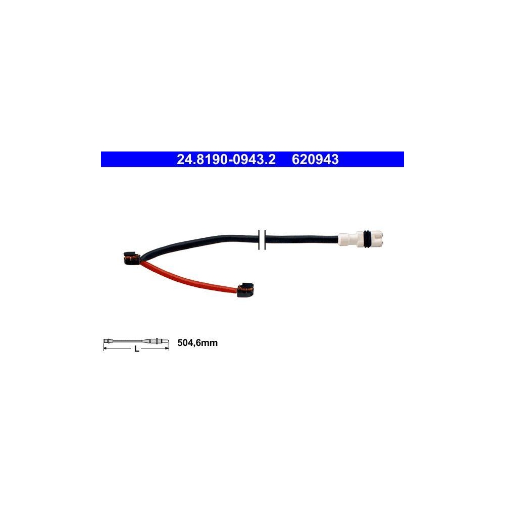 Warnkontakt, Bremsbelagverschleiß ATE 24.8190-0943.2 für PORSCHE, Hinterachse