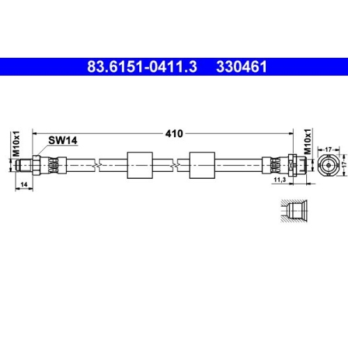 Bremsschlauch ATE 83.6151-0411.3 für BMW, Vorderachse, am Bremssattel