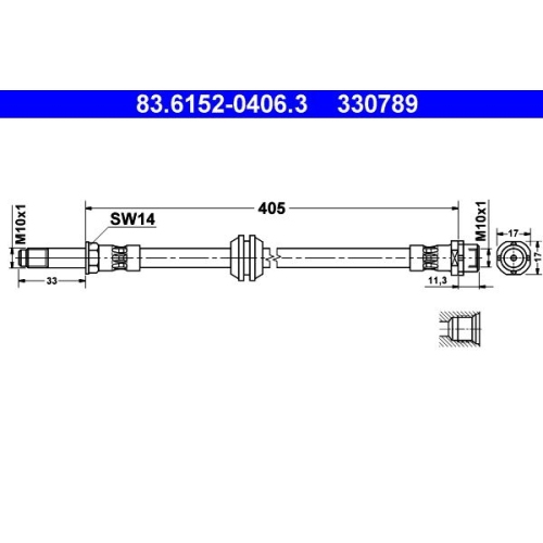 Bremsschlauch ATE 83.6152-0406.3 für BMW, Vorderachse