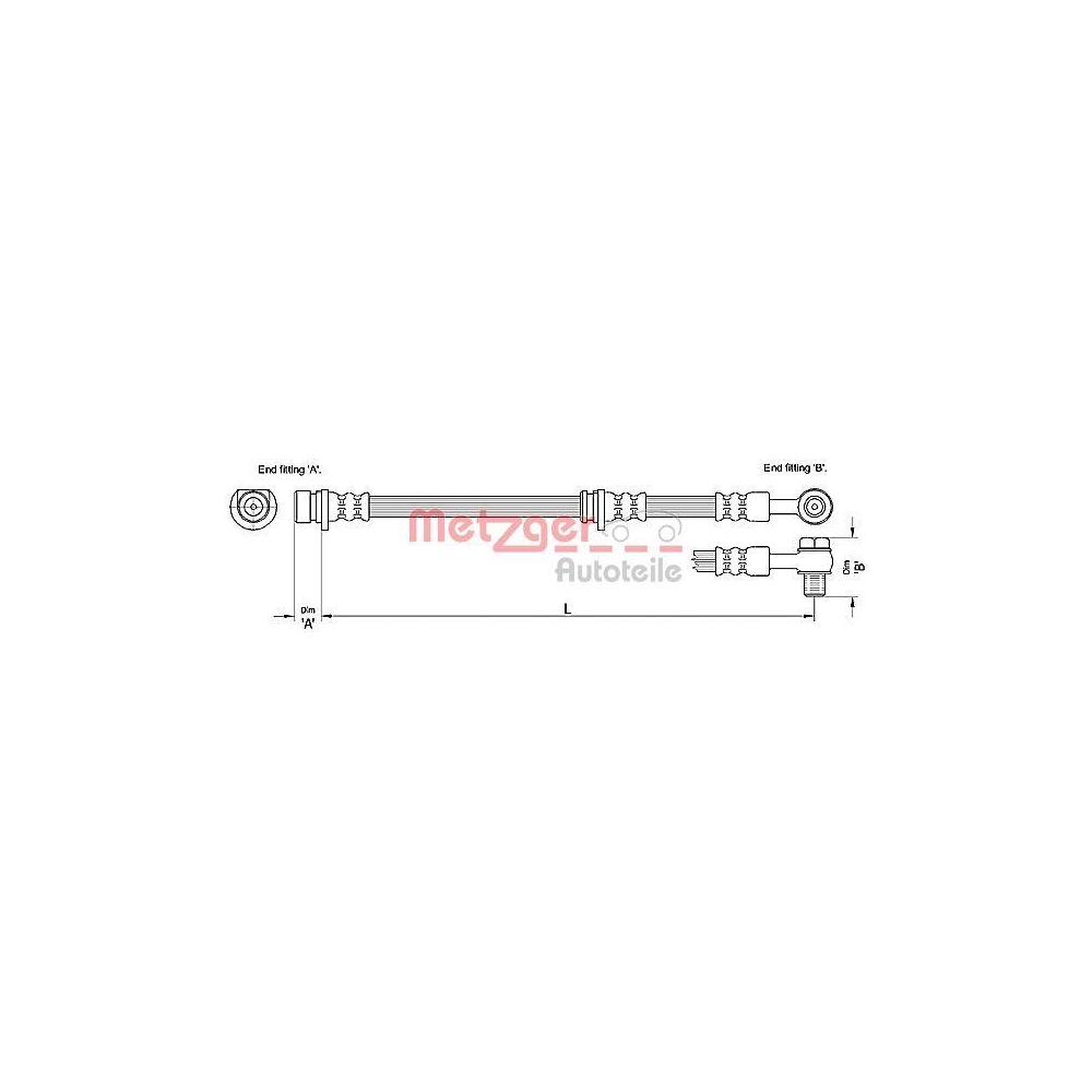 Bremsschlauch METZGER 4110177 für LAND ROVER, Vorderachse rechts