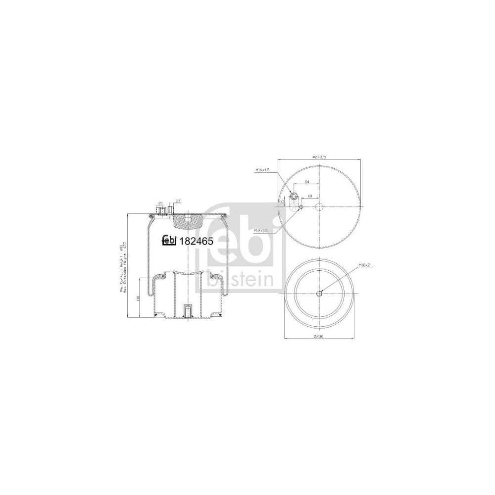 Federbalg, Luftfederung FEBI BILSTEIN 184254 für MAN, Hinterachse beidseitig