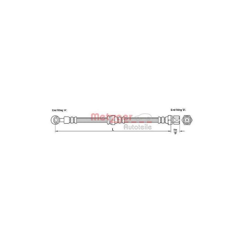 Bremsschlauch METZGER 4110190 für CHEVROLET, Vorderachse links