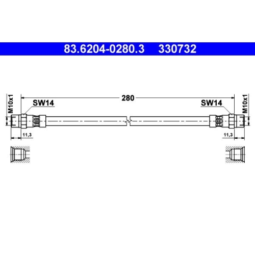 Bremsschlauch ATE 83.6204-0280.3 für MERCEDES-BENZ, Hinterachse