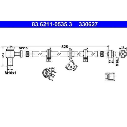 Bremsschlauch ATE 83.6211-0535.3 für MERCEDES-BENZ, Vorderachse rechts