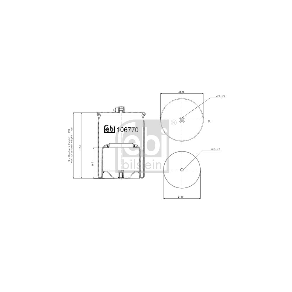 Febi Bilstein 1x 106770 Luftfederbalg mit Stahlkolben