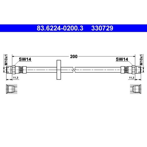 Bremsschlauch ATE 83.6224-0200.3 für VAG, Hinterachse links