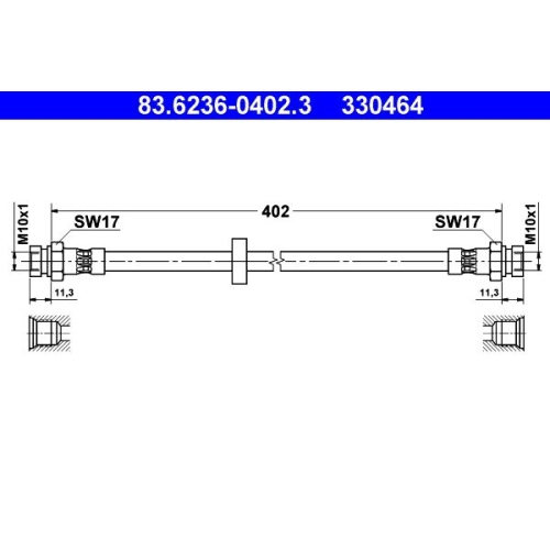 Bremsschlauch ATE 83.6236-0402.3 für SEAT VAG, Hinterachse