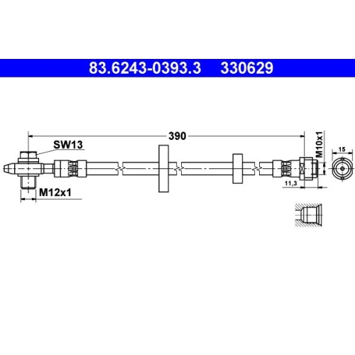 Bremsschlauch ATE 83.6243-0393.3 für VAG, Vorderachse