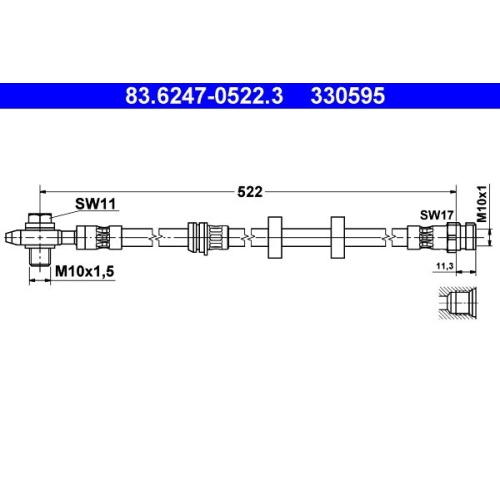 Bremsschlauch ATE 83.6247-0522.3 für SEAT SKODA VAG, Vorderachse