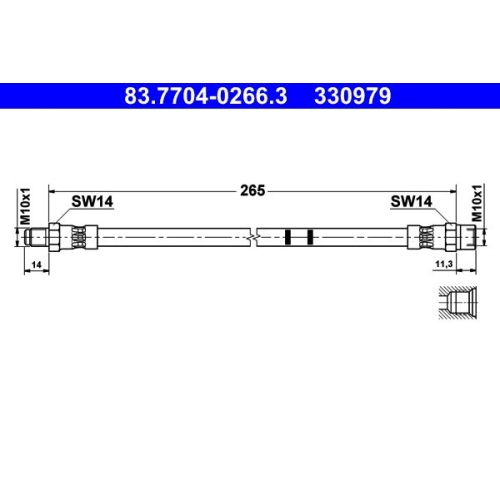 Bremsschlauch ATE 83.7704-0266.3 für VOLVO, Hinterachse