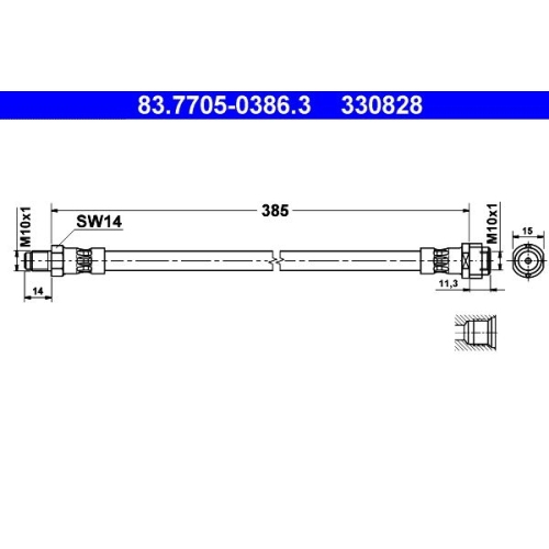 Bremsschlauch ATE 83.7705-0386.3 für MERCEDES-BENZ, Vorderachse