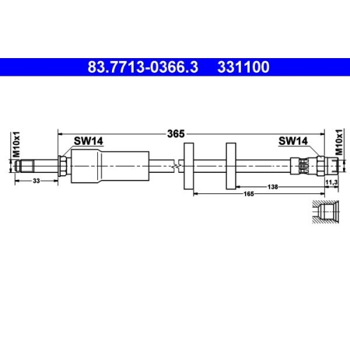 Bremsschlauch ATE 83.7713-0366.3 für VOLVO, Vorderachse