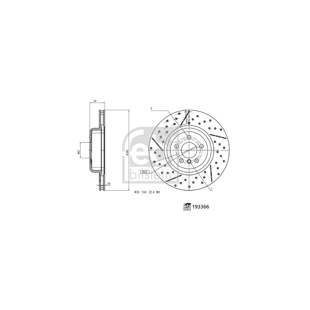 Bremsscheibe FEBI BILSTEIN 193366 für BMW, Hinterachse links