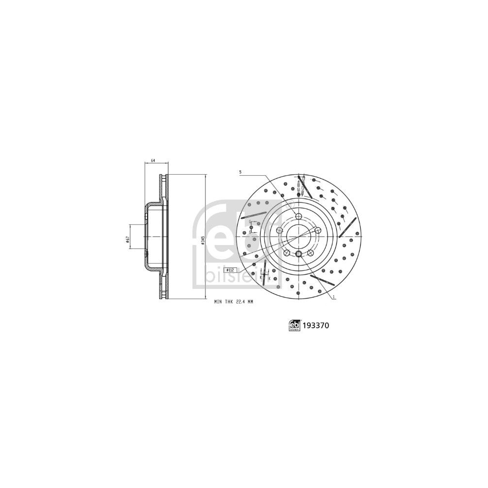 Bremsscheibe FEBI BILSTEIN 193370 für BMW, Hinterachse rechts