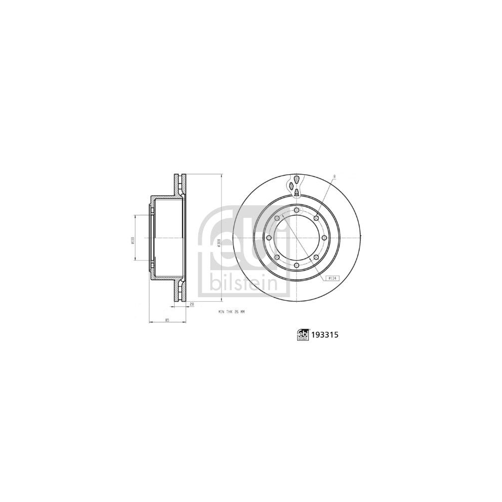 Bremsscheibe FEBI BILSTEIN 193315 für MAXUS, Hinterachse links