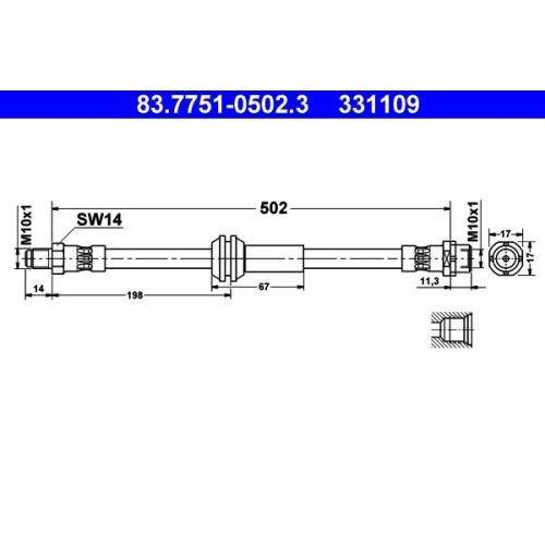 Bremsschlauch ATE 83.7751-0502.3 für BMW, Vorderachse