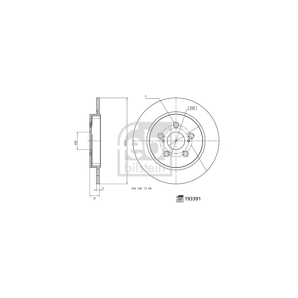 Bremsscheibe FEBI BILSTEIN 193391 für TOYOTA, Hinterachse