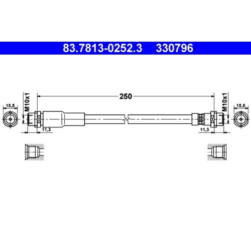 Bremsschlauch ATE 83.7813-0252.3 für VAG, Vorderachse