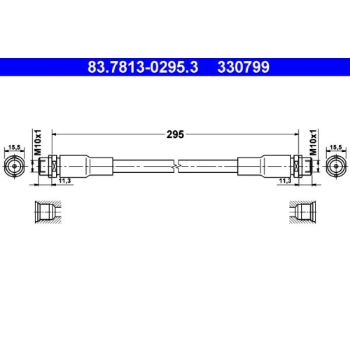 Bremsschlauch ATE 83.7813-0295.3 für SKODA VAG, Vorderachse