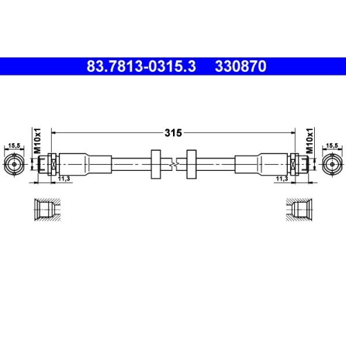 Bremsschlauch ATE 83.7813-0315.3 für VAG, Vorderachse