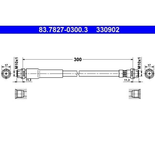 Bremsschlauch ATE 83.7827-0300.3 für FORD MAZDA, Hinterachse