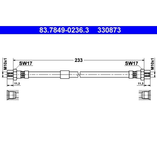 Bremsschlauch ATE 83.7849-0236.3 für VAG, Hinterachse