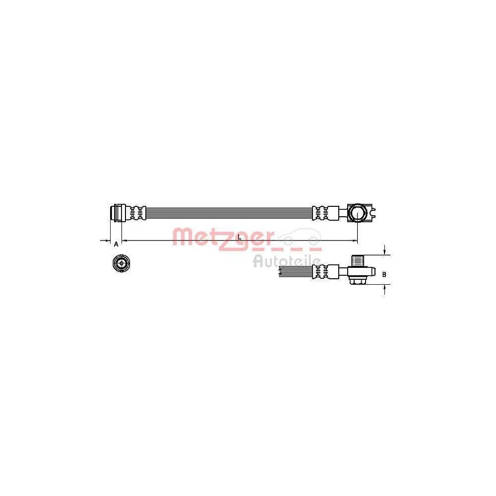 Bremsschlauch METZGER 4110246 für VW, Hinterachse links, Hinterachse rechts