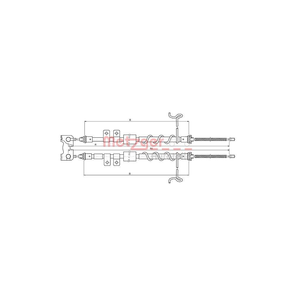 Seilzug, Feststellbremse METZGER 10.5335 für FORD, hinten links, hinten rechts