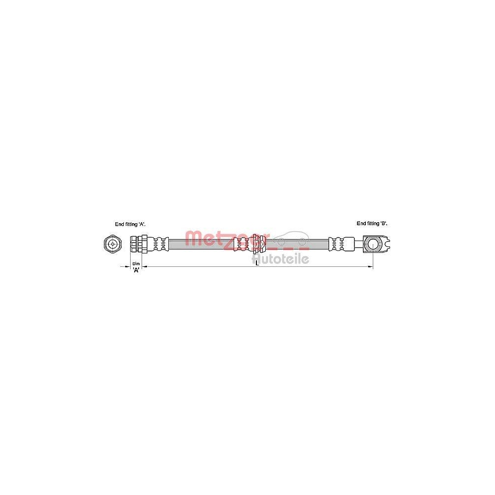 Bremsschlauch METZGER 4110247 für VW, Vorderachse links, Vorderachse rechts