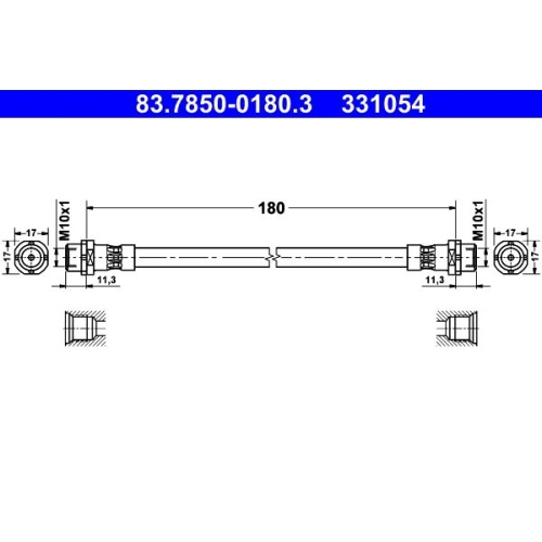 Bremsschlauch ATE 83.7850-0180.3 für BMW, Hinterachse, innen