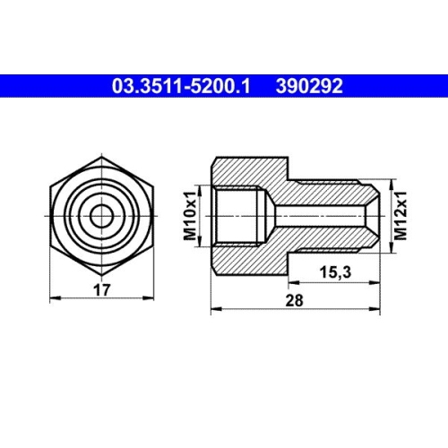 Adapter, Bremsleitung ATE 03.3511-5200.1 für HANOMAG MAGIRUS-DEUTZ MERCEDES-BENZ