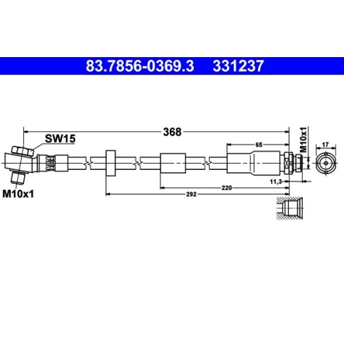 Bremsschlauch ATE 83.7856-0369.3 für JAGUAR, Hinterachse